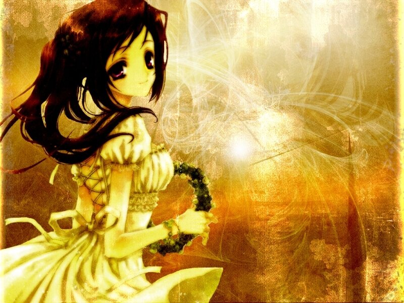 Anime Girl Holding Wreath