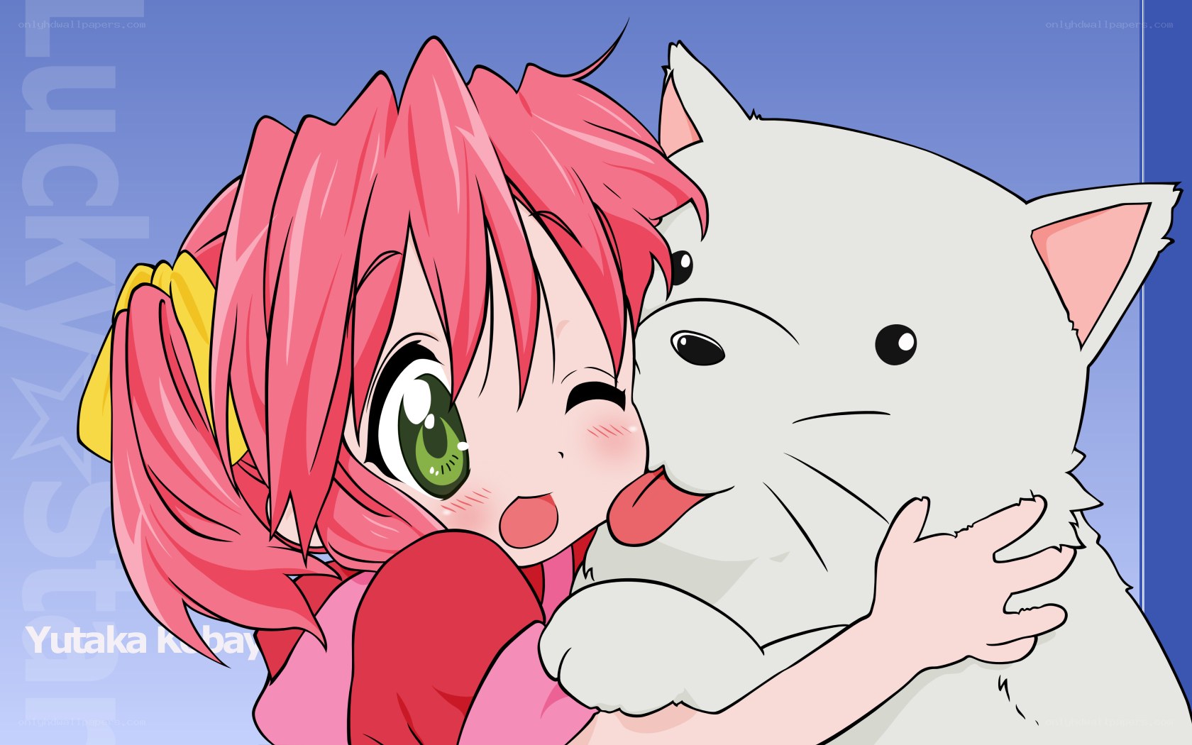 anime girl hugging a cat