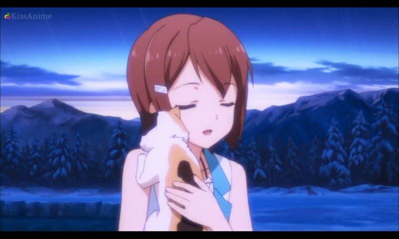 Anime Girl Hugging Animal — Blue