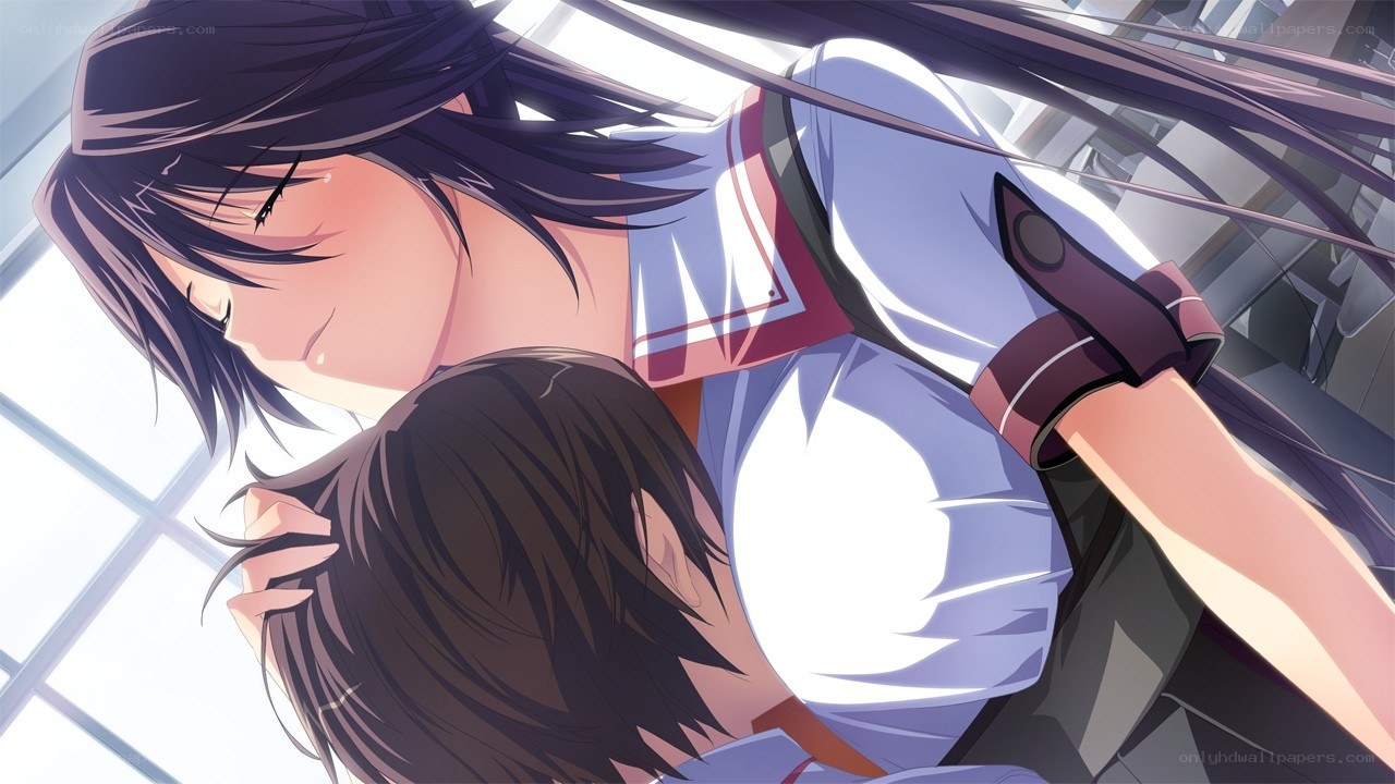 anime girl hugging another