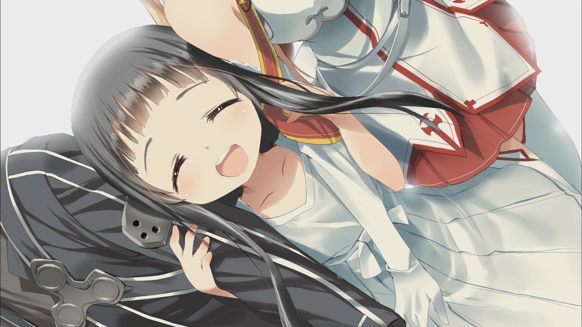 anime girl hugging another