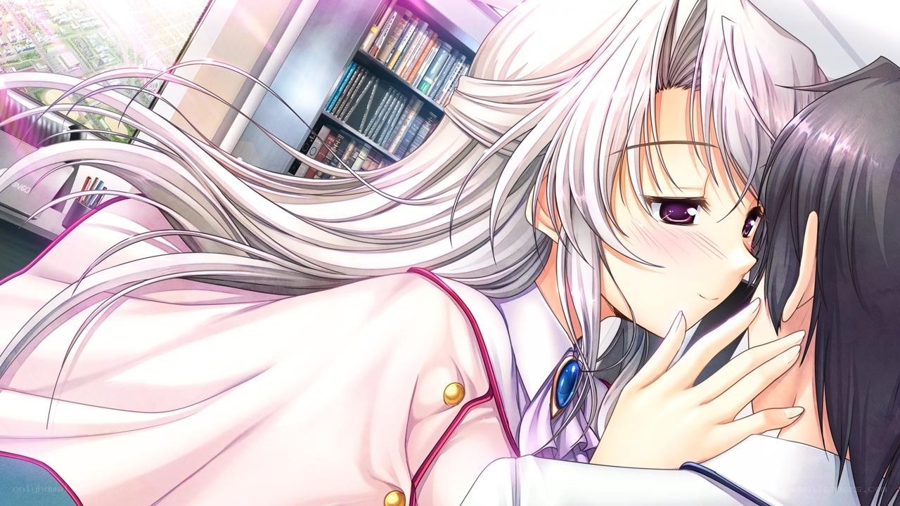 anime girl hugging another