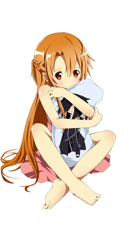Anime Girl Hugging Another — Orange