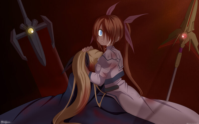 Anime Girl Hugging Another — Red