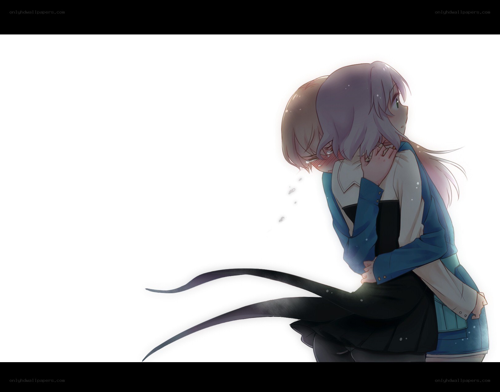 anime girl hugging another