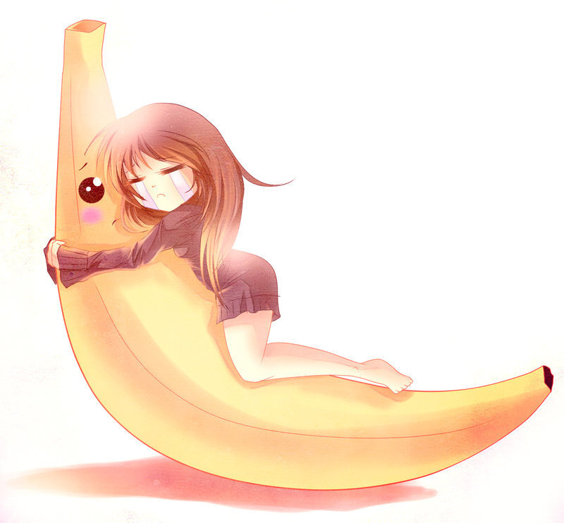 Anime Girl Hugging Banana