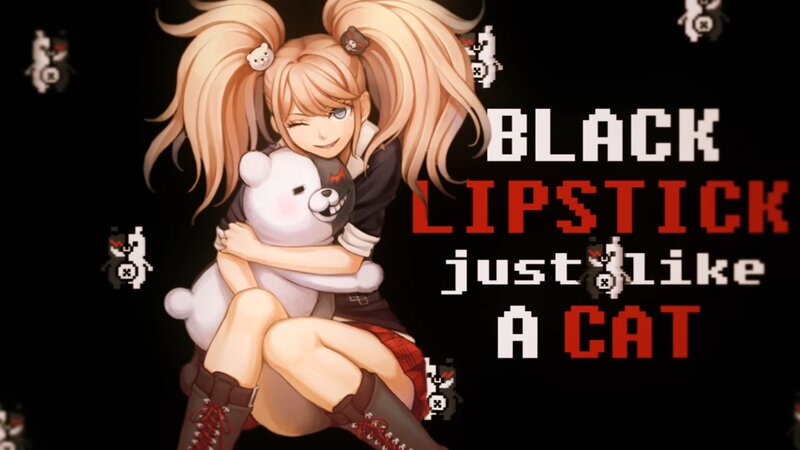 Anime Girl Hugging Bear — Black