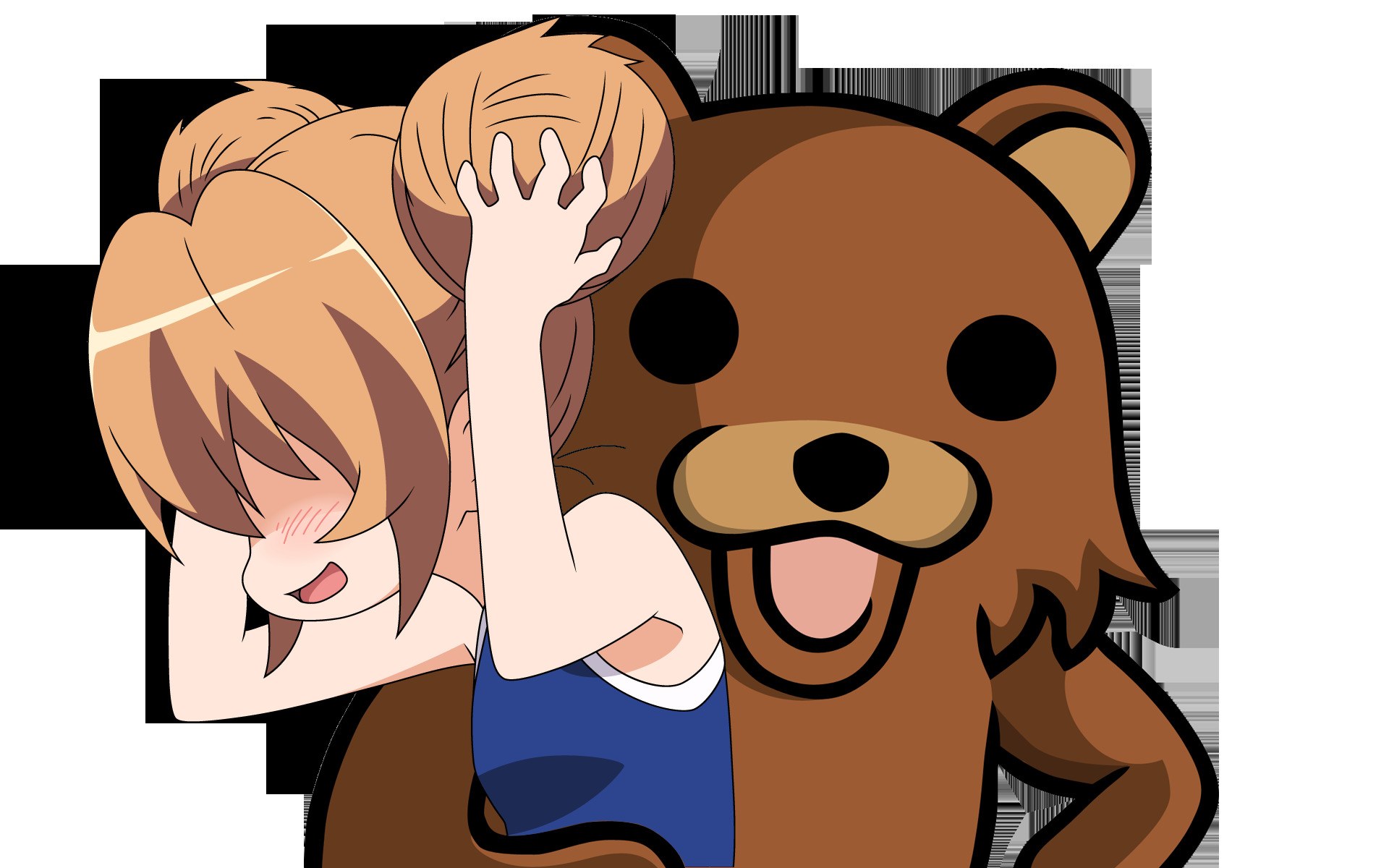 anime girl hugging bear