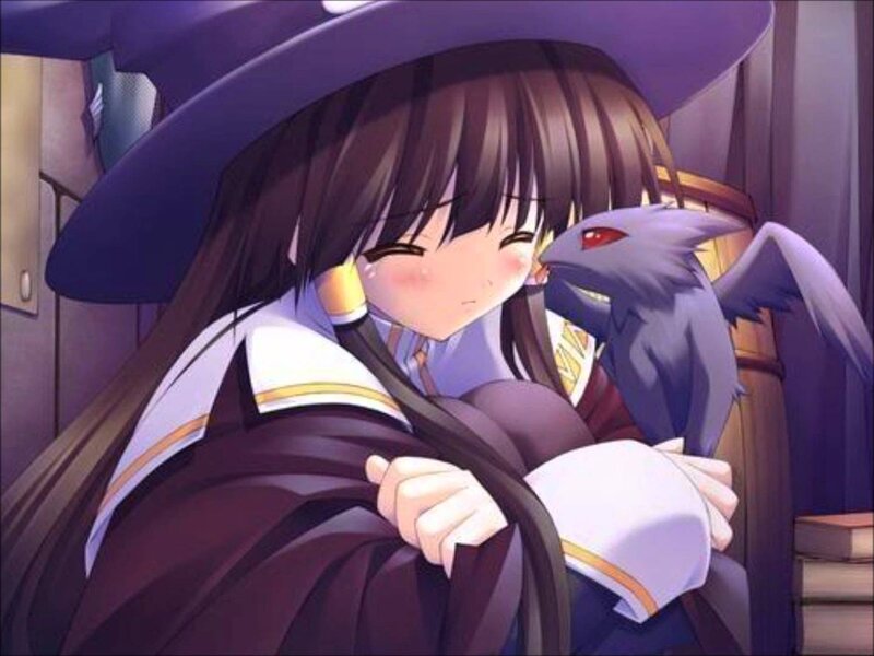Anime Girl Hugging Bird