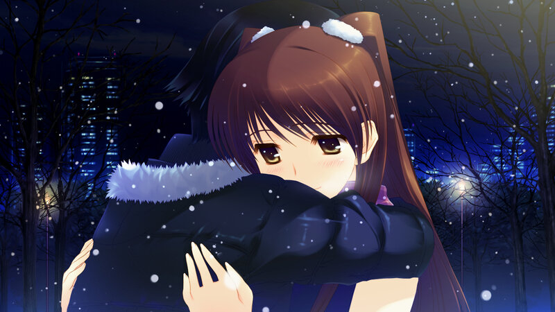 Anime Girl Hugging — Blue