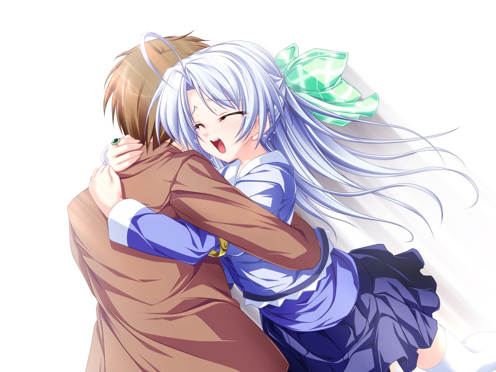 anime girl hugging boy