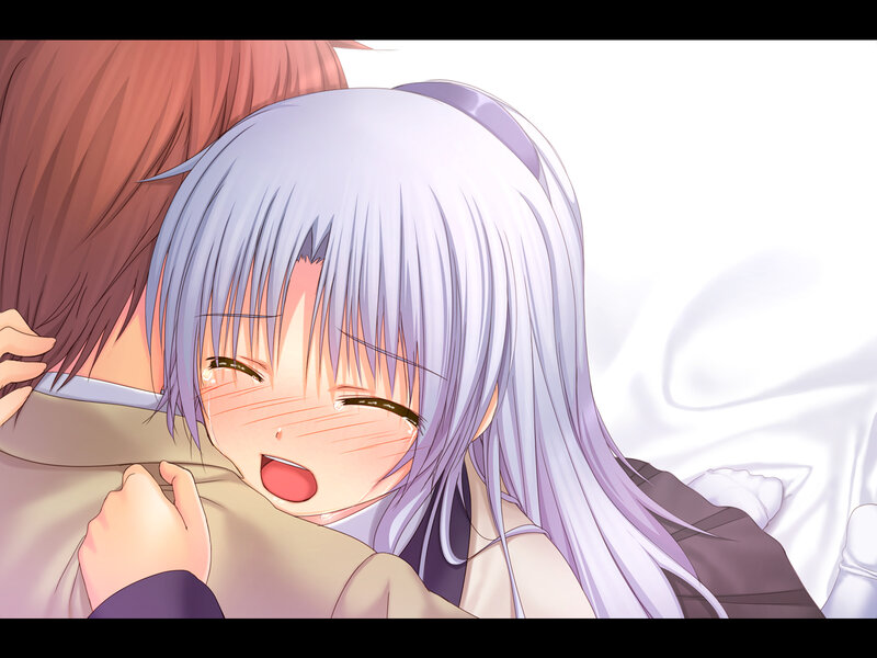 anime girl hugging boy