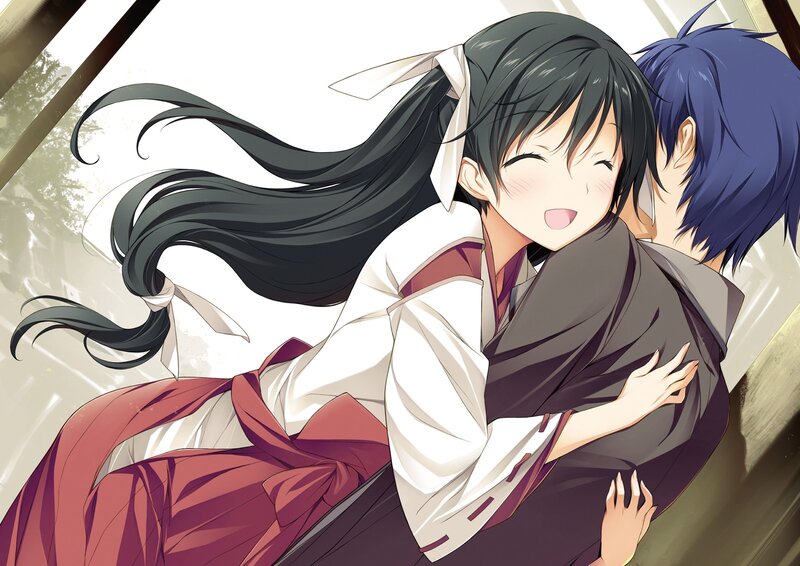 Anime Girl Hugging Boy — Black