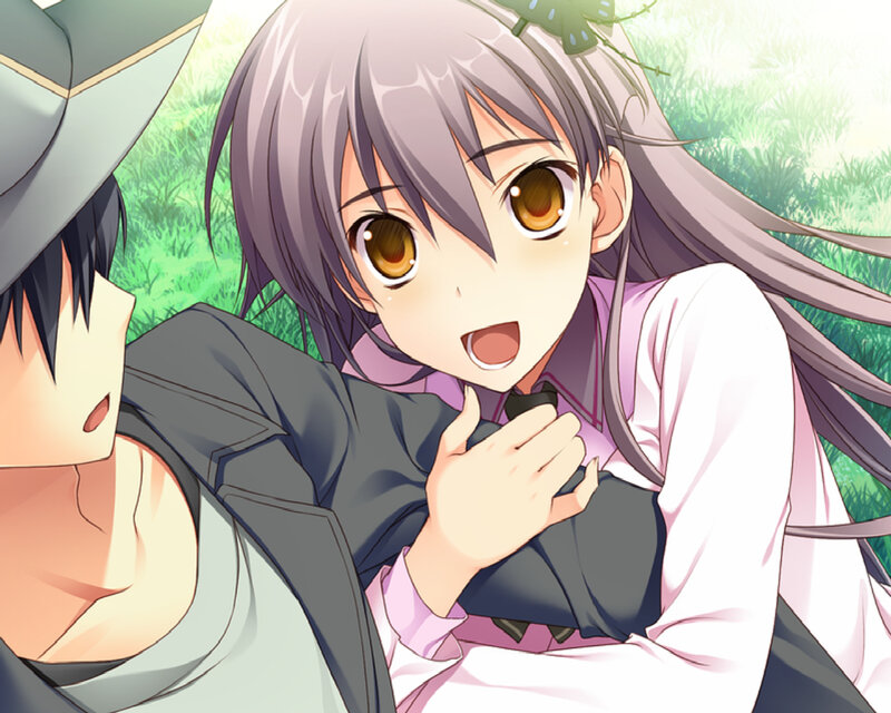Anime Girl Hugging Boy — Purple
