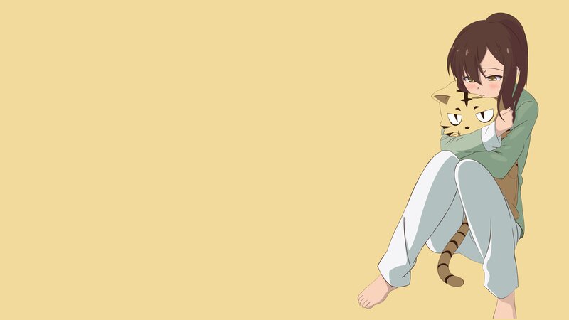 Anime Girl Hugging Cat — Yellow