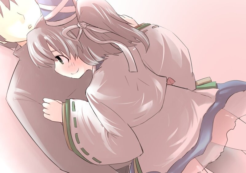 anime girl hugging character