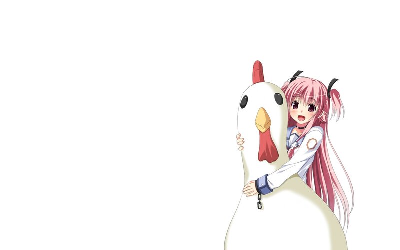 anime girl hugging chicken