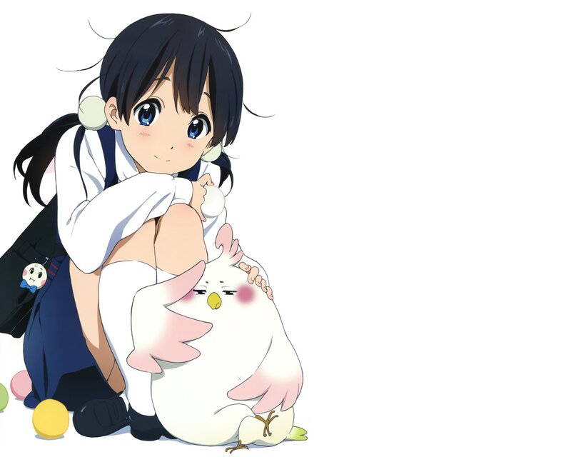 Anime Girl Hugging Chicken — White