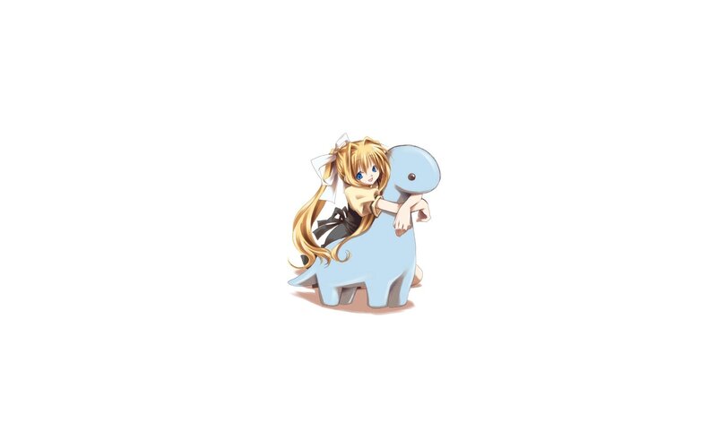 anime girl hugging dinosaur