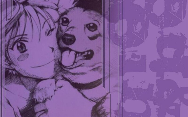 Anime Girl Hugging Dog — Purple