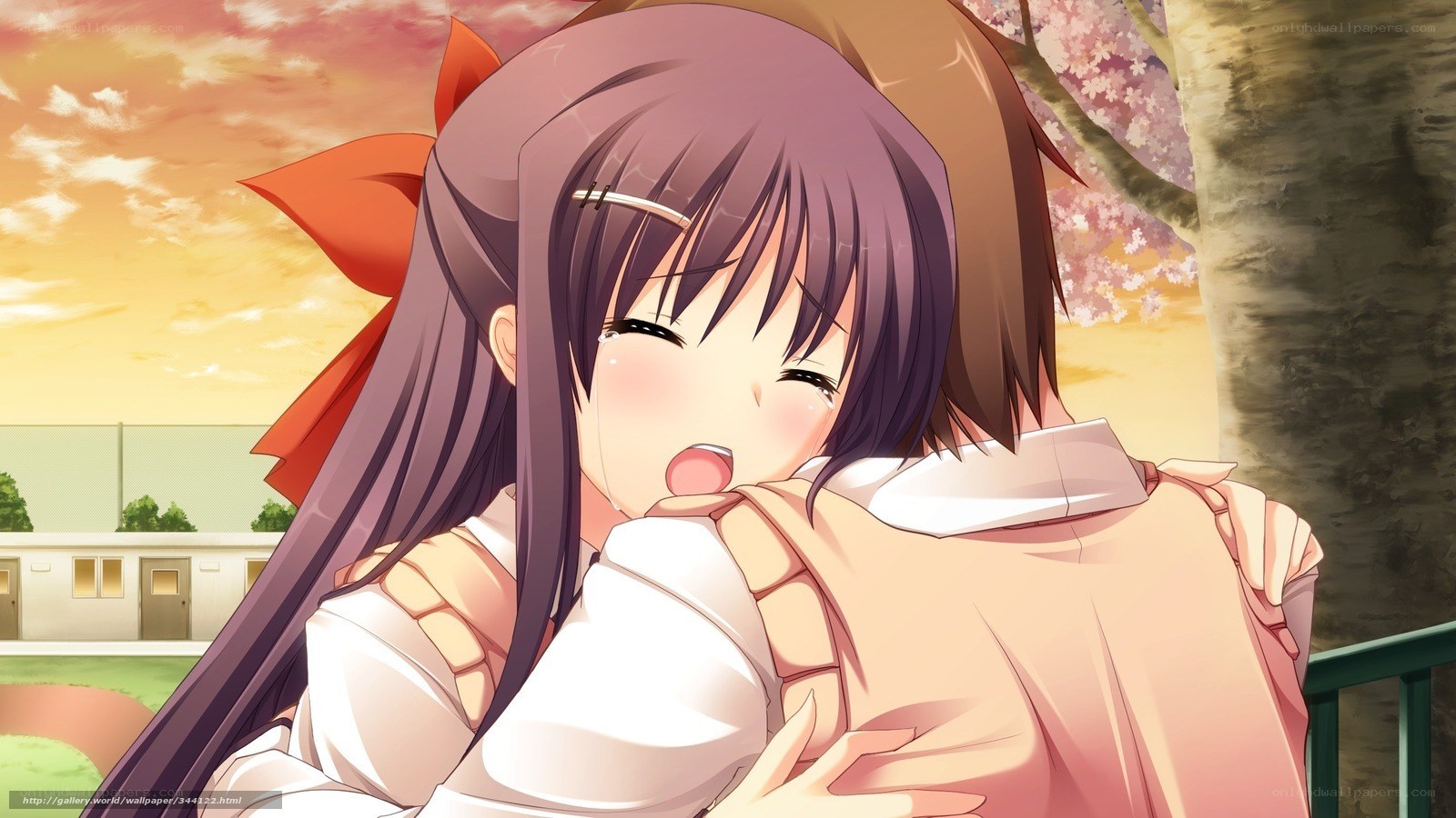 anime girl hugging friend