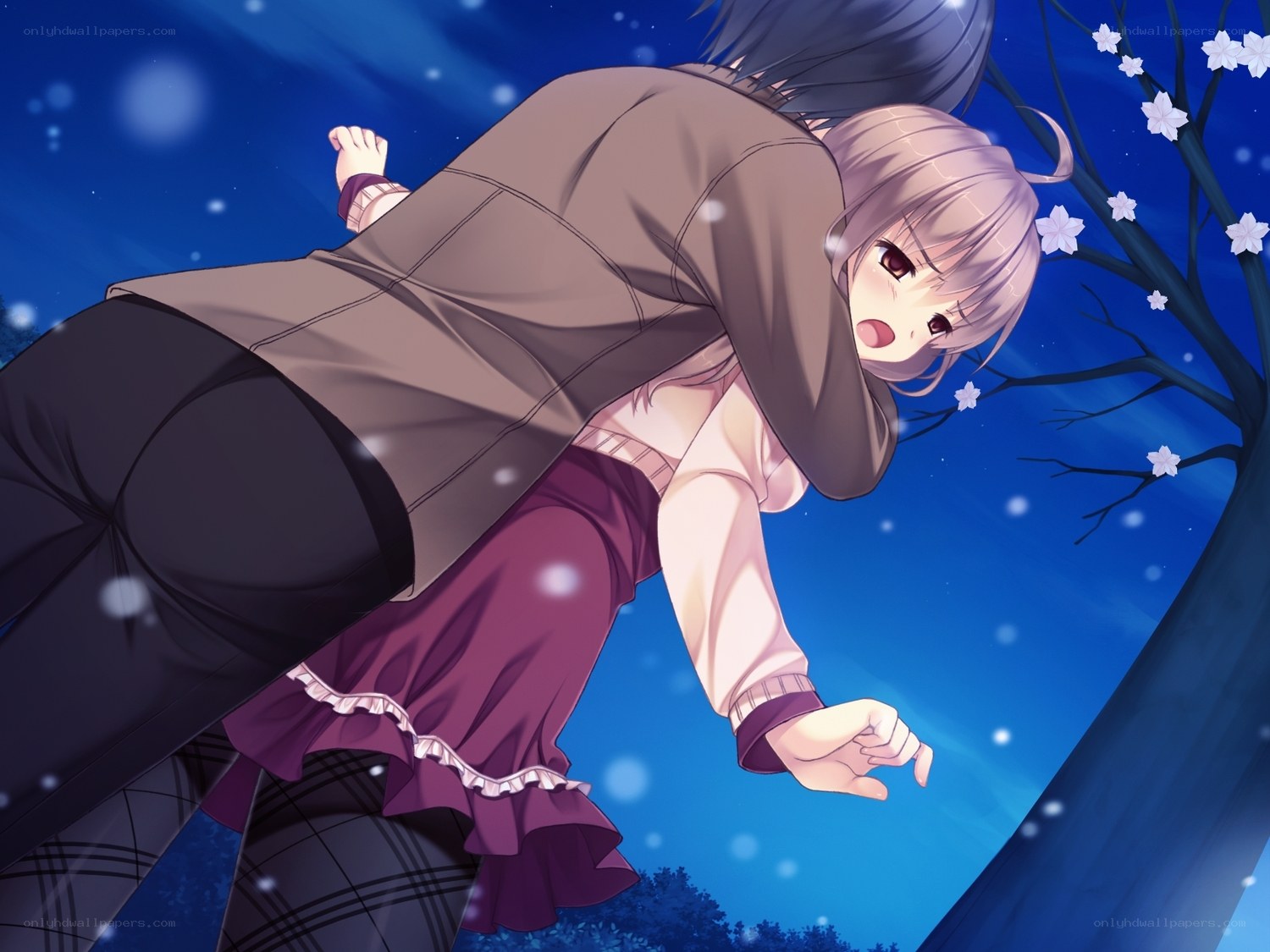 Anime girl hugging from behind