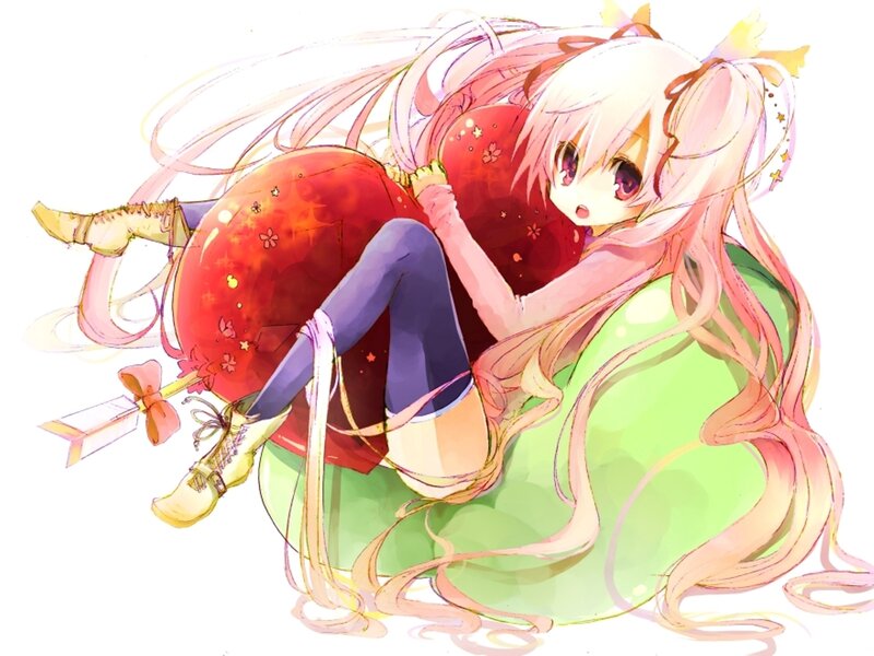 Anime Girl Hugging Heart