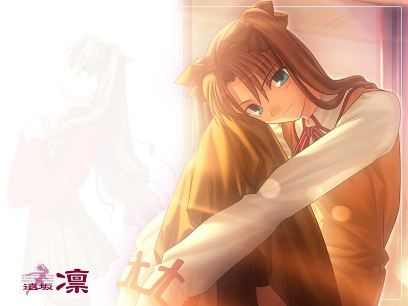 Anime girl hugging herself
