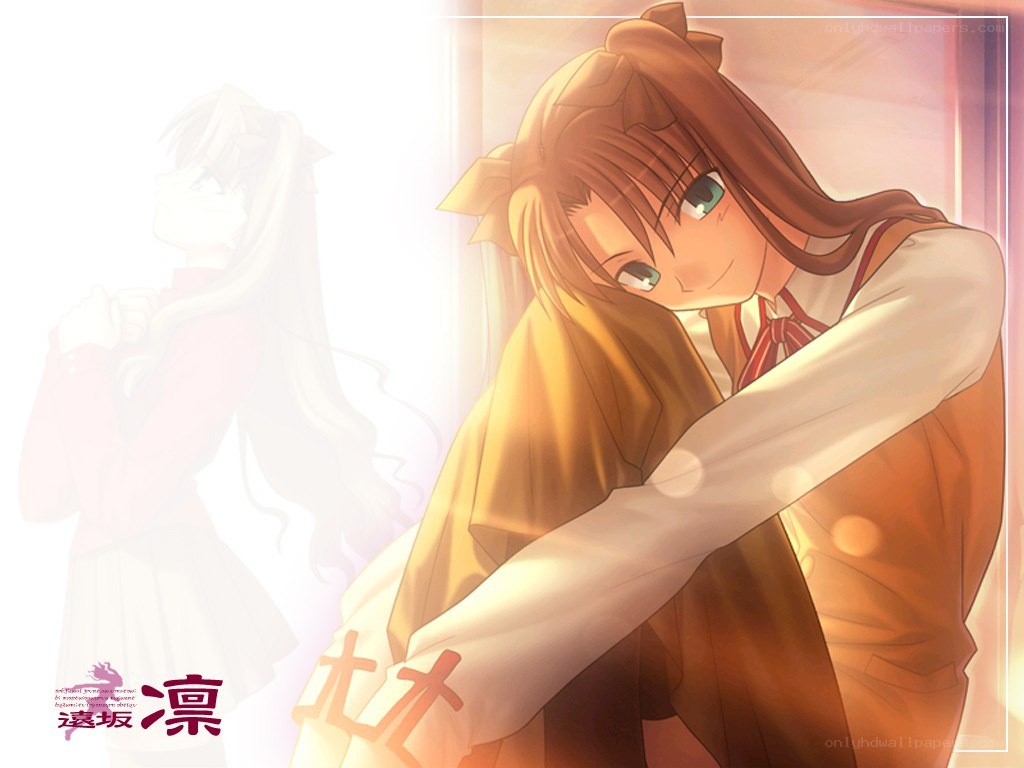 Anime girl hugging herself