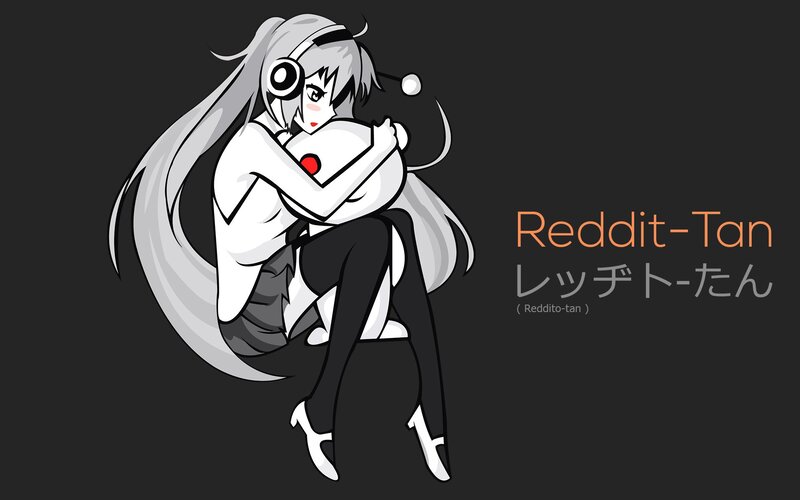 Anime Girl Hugging Herself — Black, Neutral