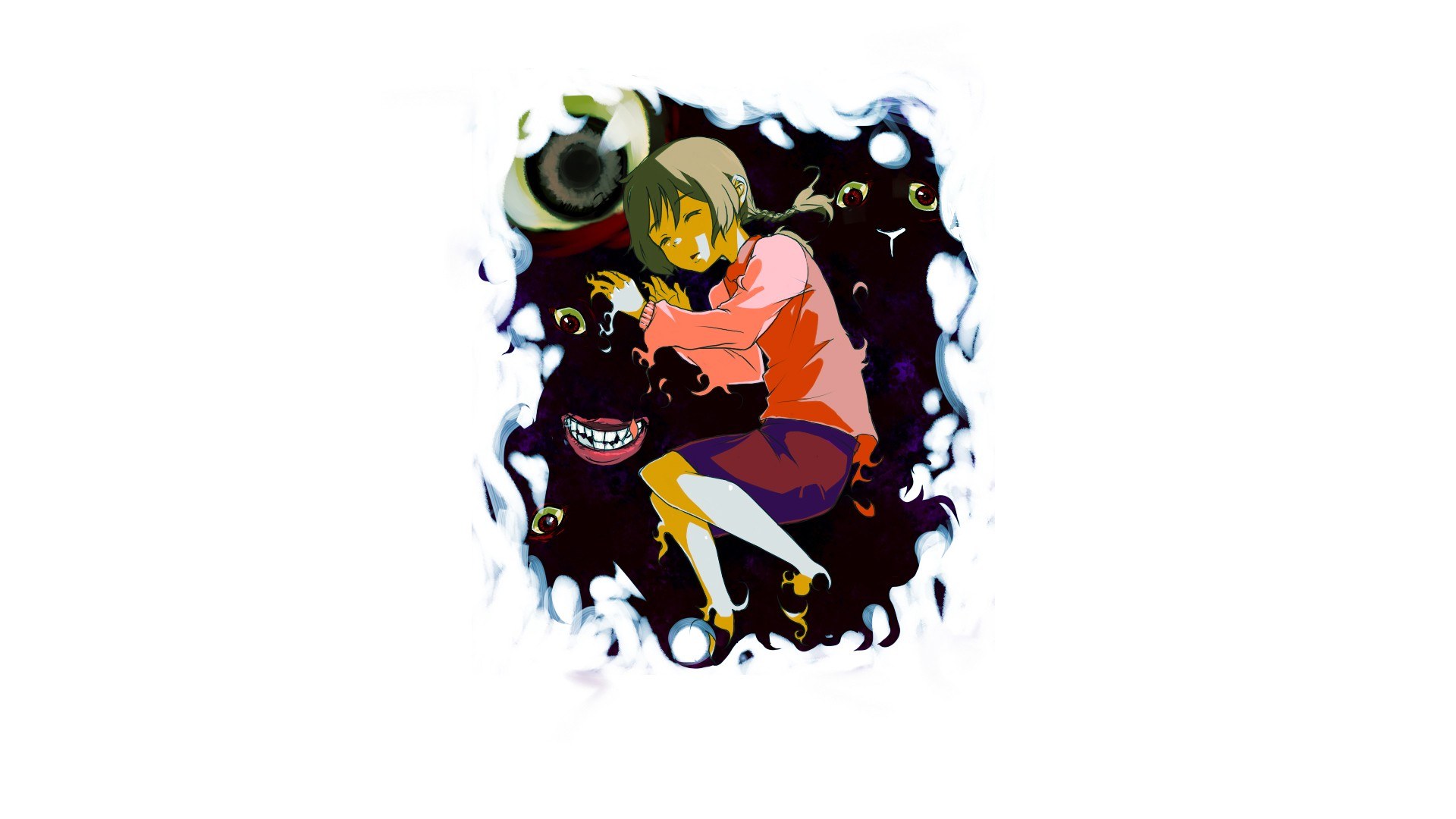 anime girl hugging monster