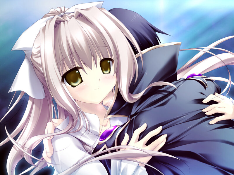 Anime Girl Hugging Person — Purple