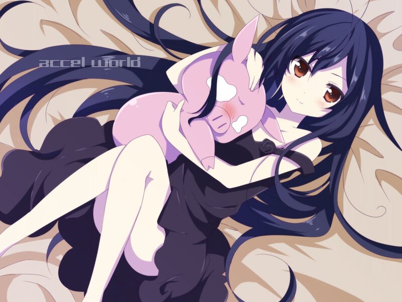 Anime Girl Hugging Pig — Purple