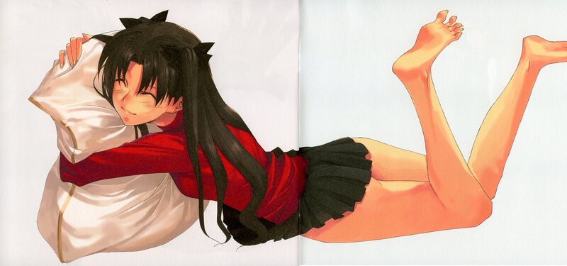 anime girl hugging pillow