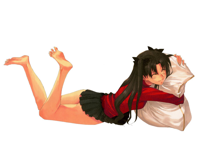 anime girl hugging pillow