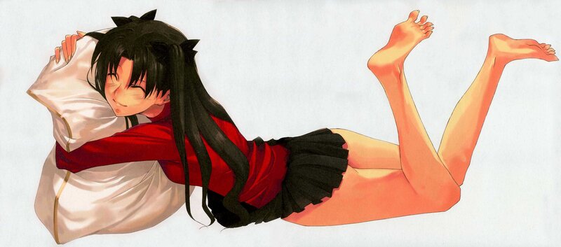 anime girl hugging pillow