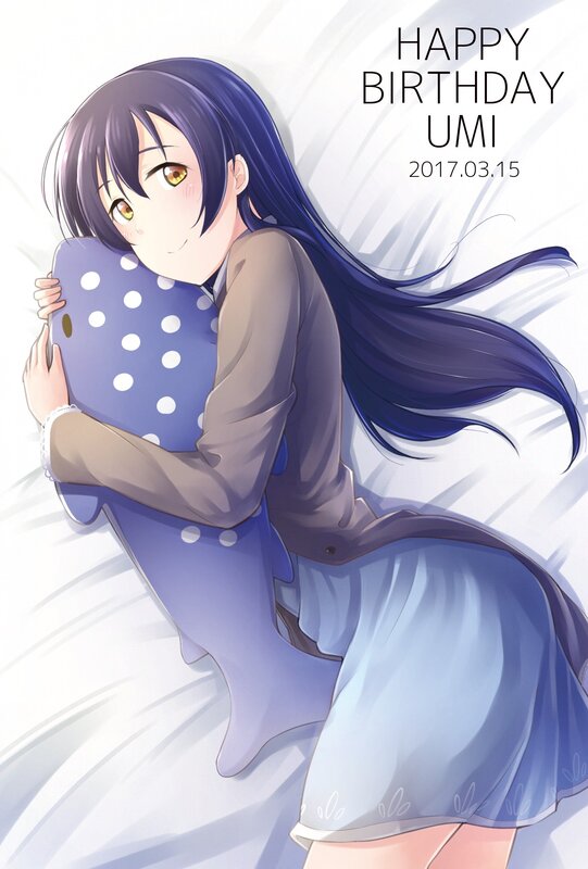 Anime Girl Hugging Pillow — Blue, Calm