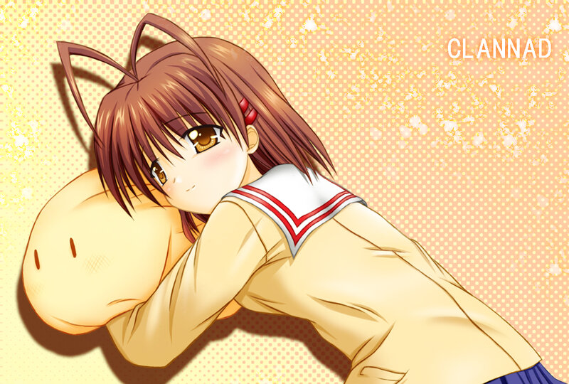 Anime Girl Hugging Pillow — Brown