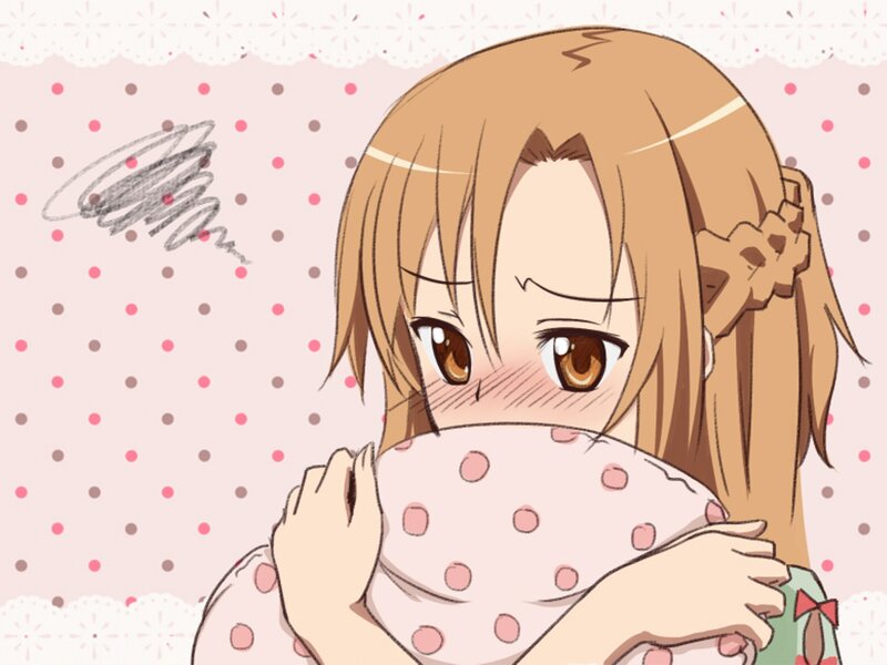 Anime Girl Hugging Pillow — Pink, Shy