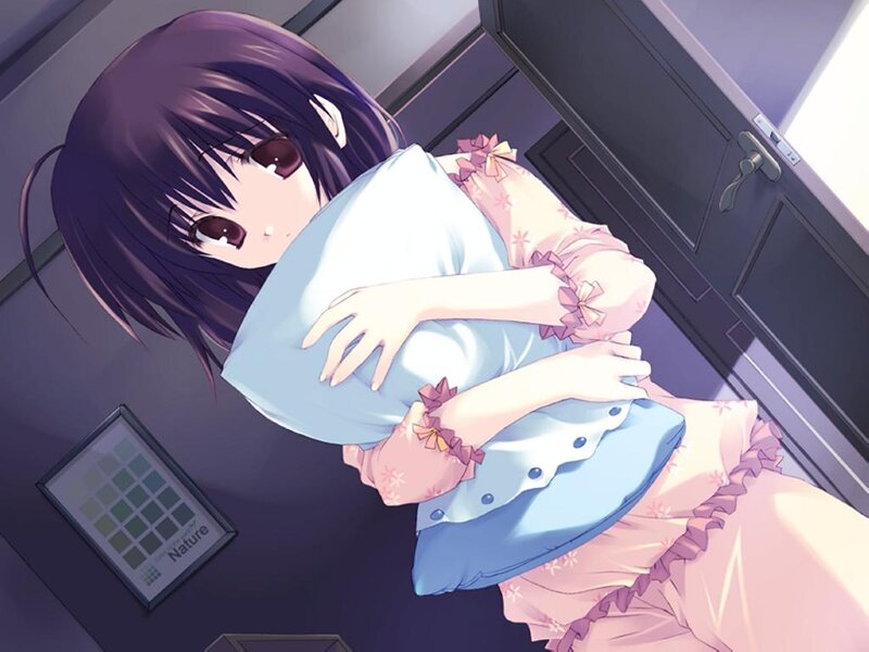 Anime Girl Hugging Pillow — Purple, Calm