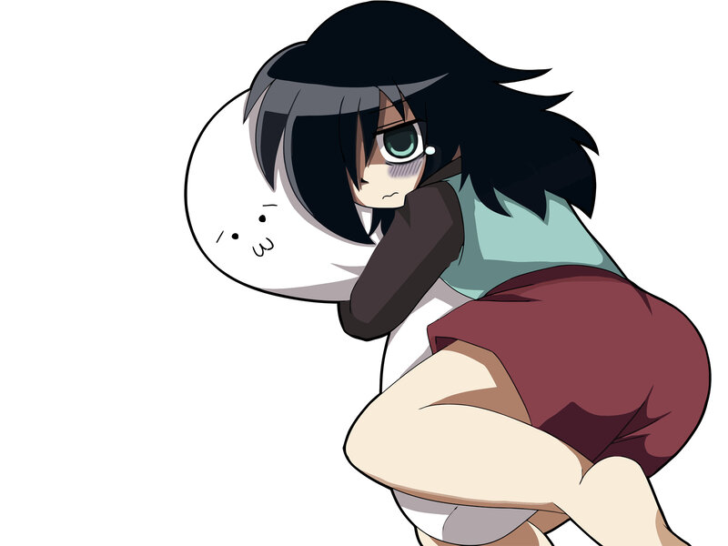 Anime Girl Hugging Pillow — White, Calm