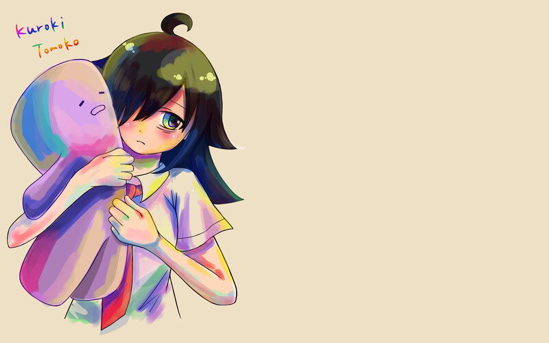 Anime Girl Hugging Plush — Purple, Calm