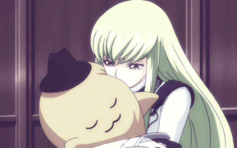 anime girl hugging plush toy