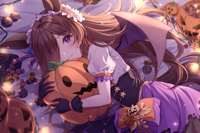 Anime Girl Hugging Pumpkin