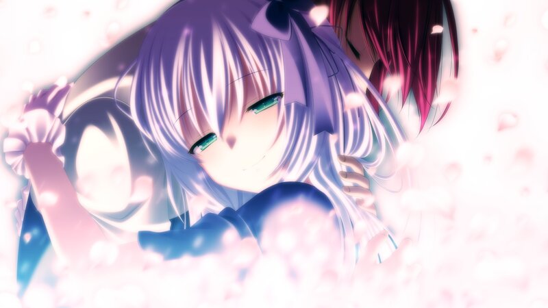 Anime Girl Hugging — Purple, Serene
