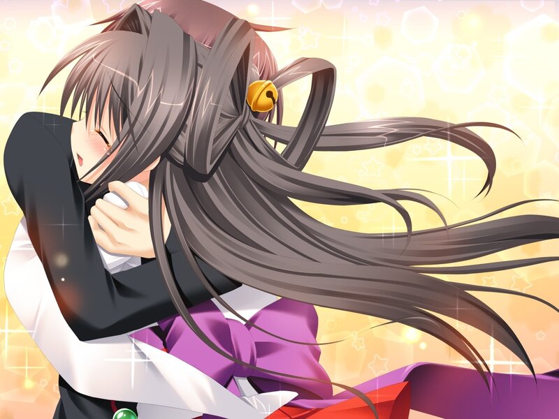 Anime Girl Hugging — Purple, Warm