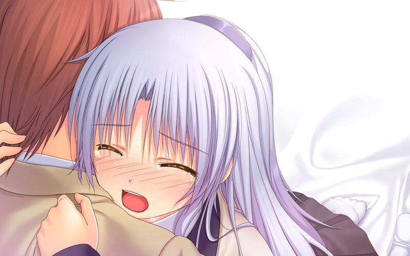 anime girl hugging someone