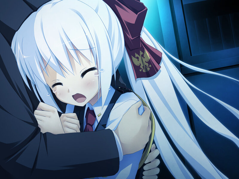 anime girl hugging someone