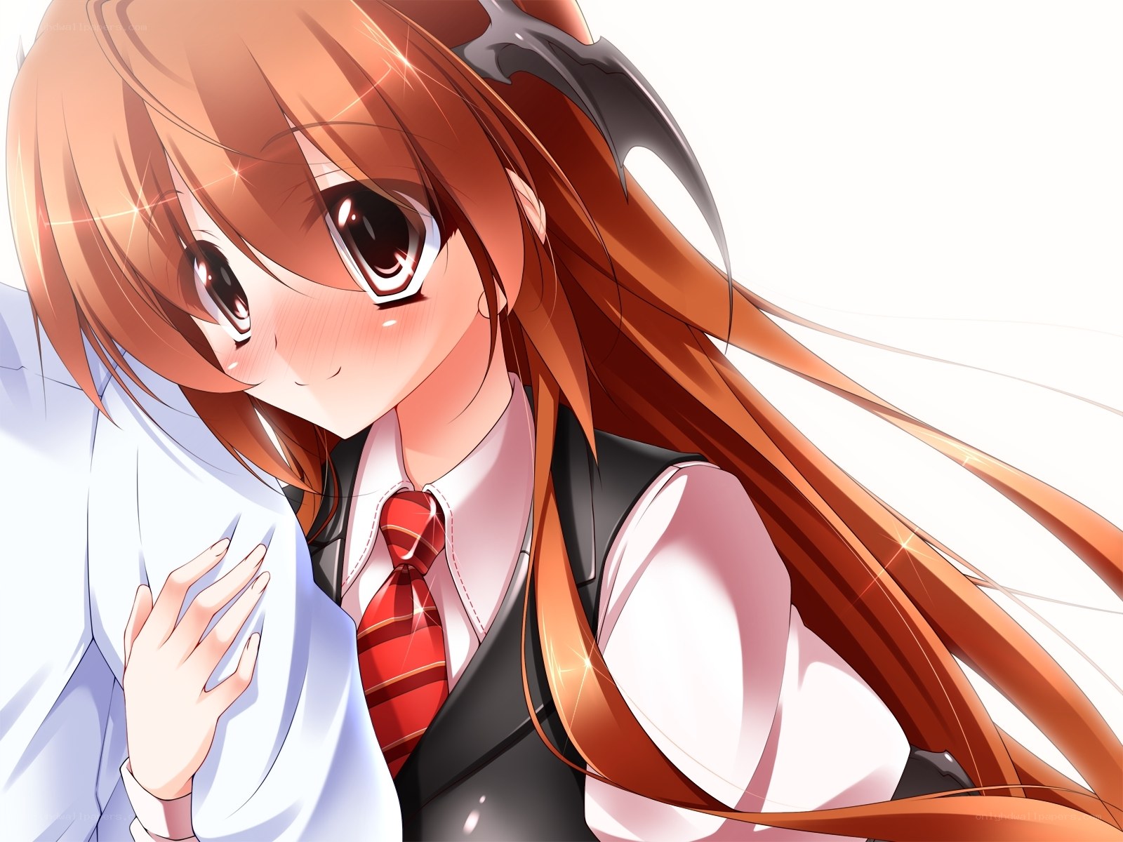 anime girl hugging someone