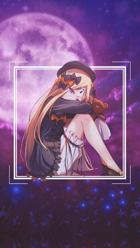 Anime Girl Hugging Teddy Bear — Purple, Dreamy